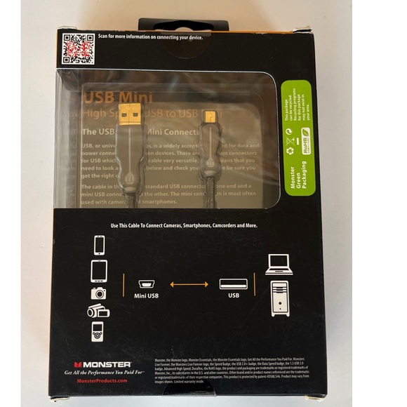 Monster High Speed USB to USB Mini Connection 1.5 ft - Picture 6 of 7